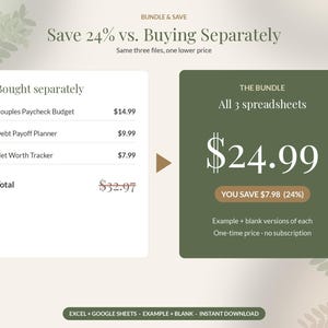Budget Spreadsheet Bundle, Paycheck Planner, Debt Payoff Snowball, Net Worth Tracker, Google Sheets Excel image 7