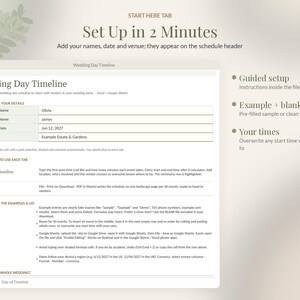 Wedding Day Timeline Template Editable, Wedding Itinerary Google Sheets, Day of Schedule Excel, Run of Show, Photographer Timeline image 4