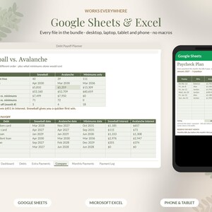 Budget Spreadsheet Bundle, Paycheck Planner, Debt Payoff Snowball, Net Worth Tracker, Google Sheets Excel image 8