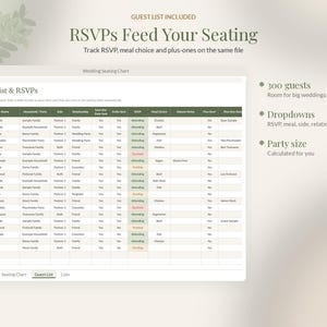 Wedding Seating Chart Template Editable, Seating Plan Google Sheets Excel, Round Table Planner, Reception Guest Seating image 4