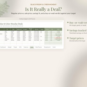 Christmas Budget Planner Google Sheets, Holiday Gift Tracker Spreadsheet, Christmas Gift List, Black Friday & Thanksgiving Planner imagen 3