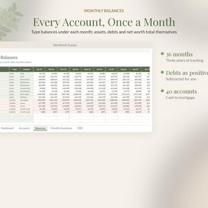 Net Worth Tracker Spreadsheet, FIRE Calculator, Financial Independence Planner, Debt Dashboard, Google Sheets Excel image 3