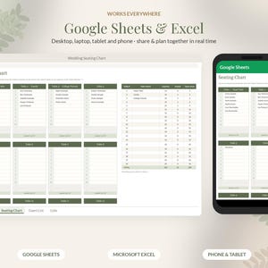 Wedding Seating Chart Template Editable, Seating Plan Google Sheets Excel, Round Table Planner, Reception Guest Seating image 7