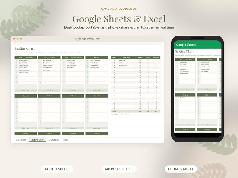 Wedding Seating Chart Template Editable, Seating Plan Google Sheets Excel, Round Table Planner, Reception Guest Seating image 7