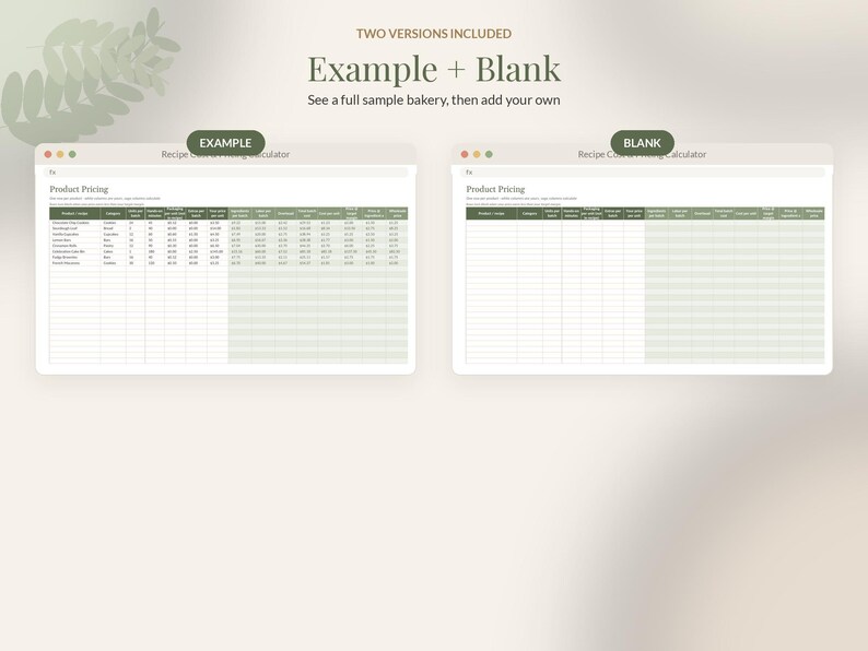 Recipe Cost Calculator Spreadsheet, Bakery Pricing Template, Recipe Costing Sheet Google Sheets Excel, Home Baker Cake Pricing image 8