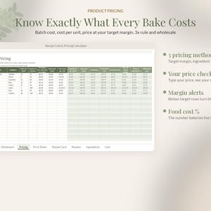 Recipe Cost Calculator Spreadsheet, Bakery Pricing Template, Recipe Costing Sheet Google Sheets Excel, Home Baker Cake Pricing image 2