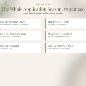College Application Tracker Google Sheets, Scholarship Tracker Spreadsheet, Senior Year Planner, Class of 2027 Deadline Template image 6
