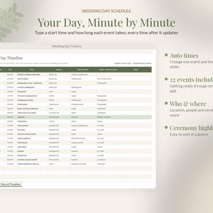 Wedding Day Timeline Template Editable, Wedding Itinerary Google Sheets, Day of Schedule Excel, Run of Show, Photographer Timeline image 2