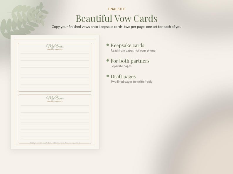 Wedding Vow Template for Him and Her, Editable Vow Writing Guide, Printable Vow Cards, How to Write Wedding Vows Worksheet image 4
