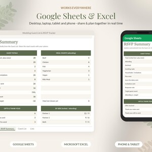 Wedding Guest List Template Google Sheets, RSVP Tracker Spreadsheet, Guest List Excel, Meal Choice Count, Address List image 7