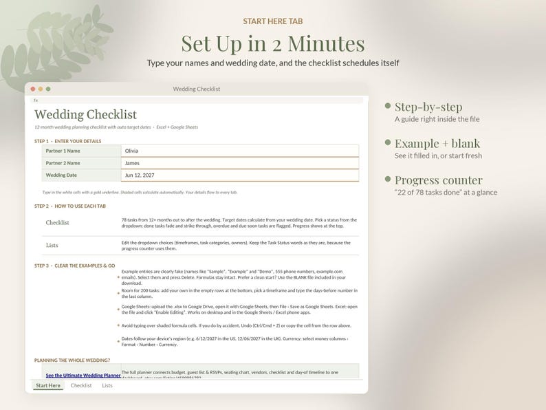 Wedding Checklist Printable PDF, Wedding Planning Checklist by Month, Google Sheets Wedding To Do List, Engagement Gift for Bride image 4
