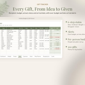 Christmas Budget Planner Google Sheets, Holiday Gift Tracker Spreadsheet, Christmas Gift List, Black Friday & Thanksgiving Planner imagen 2