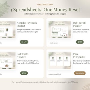 Budget Spreadsheet Bundle, Paycheck Planner, Debt Payoff Snowball, Net Worth Tracker, Google Sheets Excel image 3