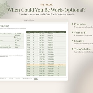 Net Worth Tracker Spreadsheet, FIRE Calculator, Financial Independence Planner, Debt Dashboard, Google Sheets Excel image 5
