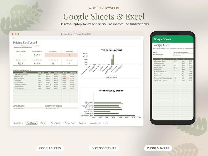 Recipe Cost Calculator Spreadsheet, Bakery Pricing Template, Recipe Costing Sheet Google Sheets Excel, Home Baker Cake Pricing image 7
