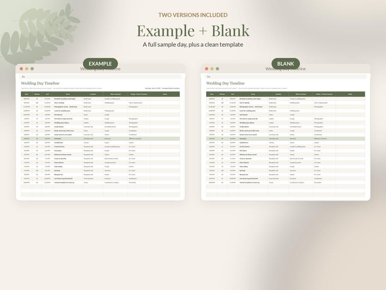 Wedding Day Timeline Template Editable, Wedding Itinerary Google Sheets, Day of Schedule Excel, Run of Show, Photographer Timeline image 8