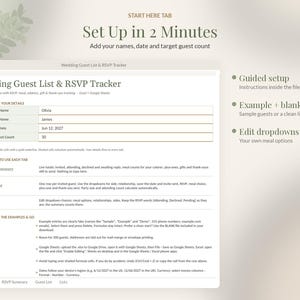 Wedding Guest List Template Google Sheets, RSVP Tracker Spreadsheet, Guest List Excel, Meal Choice Count, Address List image 4