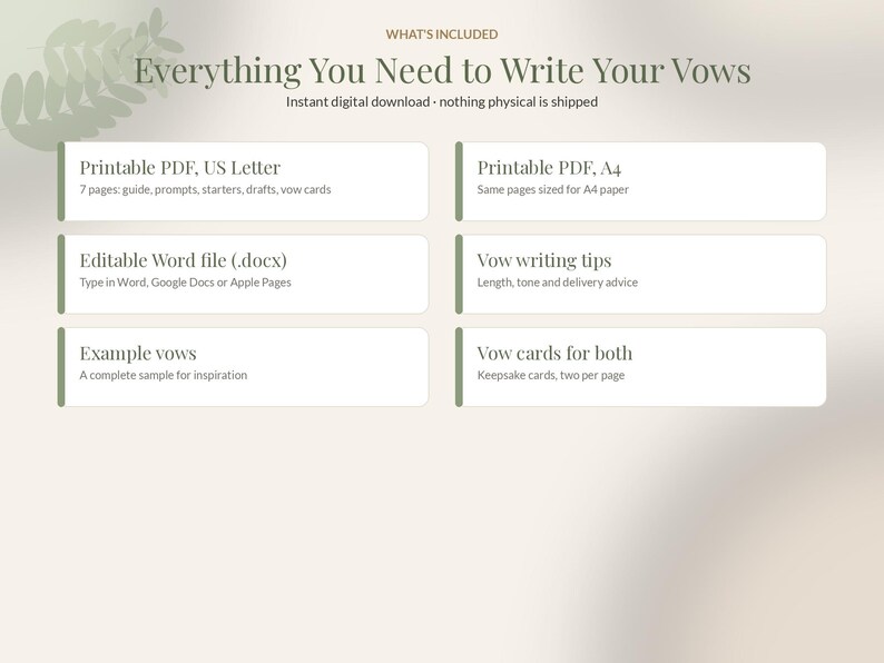 Wedding Vow Template for Him and Her, Editable Vow Writing Guide, Printable Vow Cards, How to Write Wedding Vows Worksheet image 6