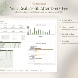 Hoja de cálculo de contabilidad de Etsy en Google Sheets, Rastreador de ganancias de vendedores de Etsy, Calculadora de tarifas, Plantilla de impuestos sobre ingresos y gastos, Pequeña empresa imagen 2