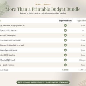 Budget Spreadsheet Bundle, Paycheck Planner, Debt Payoff Snowball, Net Worth Tracker, Google Sheets Excel image 11