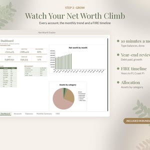 Budget Spreadsheet Bundle, Paycheck Planner, Debt Payoff Snowball, Net Worth Tracker, Google Sheets Excel image 6