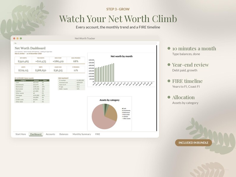 Budget Spreadsheet Bundle, Paycheck Planner, Debt Payoff Snowball, Net Worth Tracker, Google Sheets Excel image 6