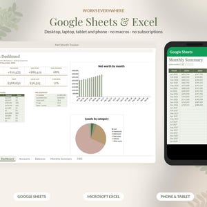 Net Worth Tracker Spreadsheet, FIRE Calculator, Financial Independence Planner, Debt Dashboard, Google Sheets Excel image 8