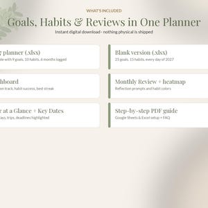 2027 Goal Planner Google Sheets, Habit Tracker Spreadsheet, Yearly Goals Dashboard, New Year Resolution Planner, Monthly Review image 7
