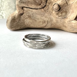 Skinny Stacking Rings Sterling Silver Textured Band