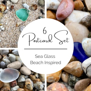 Beach Stones and Sea Glass Postcards, Photo Prints, Pebbles Beach Glass Postcards, Notecards, Wall Art, Greeting Card Set of 6