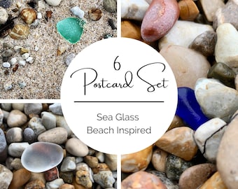 Sea Glass Postcard Set: Beach Stone Photo Prints, Coastal Notecards