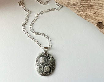 Sterling Silver Petoskey Stone Pendant Necklace