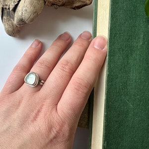 Custom Sea Glass and Sterling Silver Solitaire Ring With Organically Shaped Rustic Double Band CHOOSE GLASS and SIZE image 7