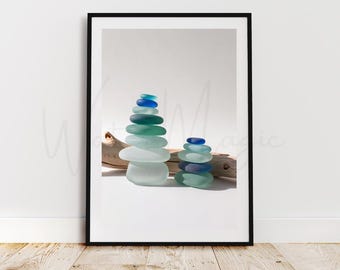 Minimalist Sea Glass Print: Coastal Beach House Decor (Digital Download