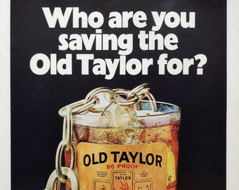 1970s Old Taylor Bourbon Whiskey Original Magazine Advertisement