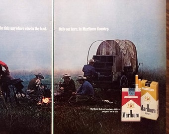 1970s Marlboro Cigarettes Original Magazine Advertisement