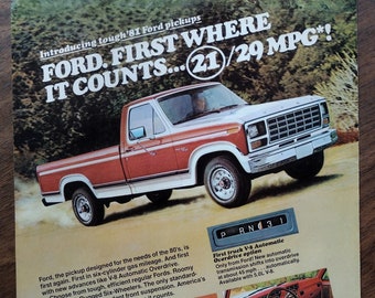 1980s Ford Pickup Truck Original Magazine Advertisement