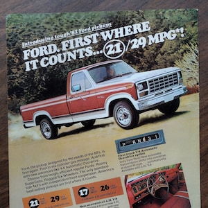 1980s Ford Pickup Truck Original Magazine Advertisement