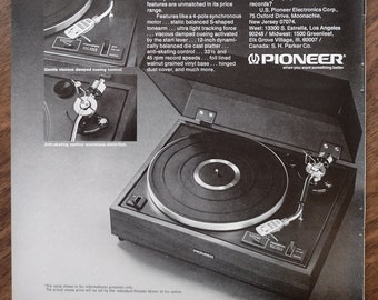 1970s Pioneer PL-12D/II Turntable Original Magazine Advertisement