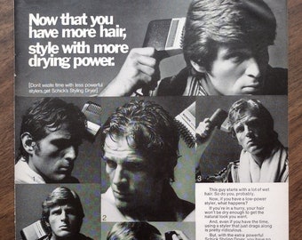 1970s Schick Styling Dryer Original Magazine Advertisement