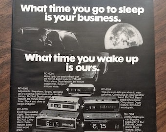 1970s Panasonic Alarm Clock Original Magazine Advertisement