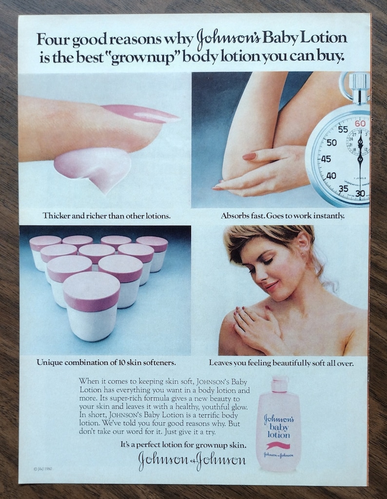 1980s Johnson & Johnson Baby Lotion Original Magazine Advertisement Etsy