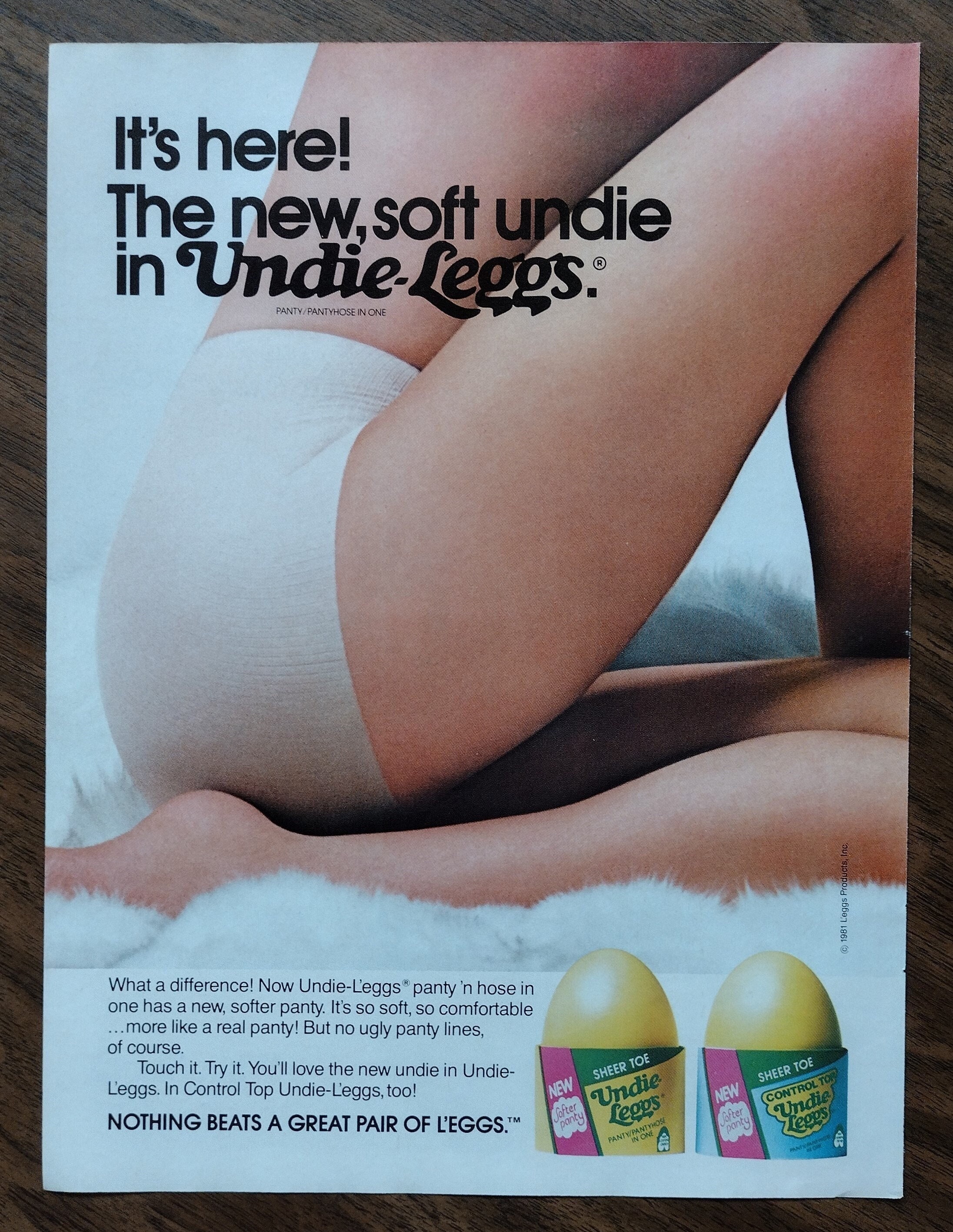 1980s Undie Leggs Original Magazine Advertisement -  Canada