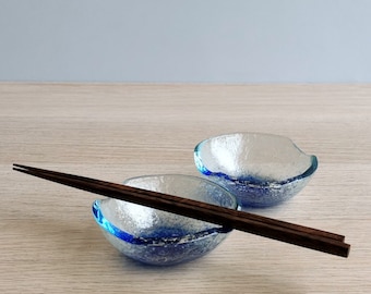 Fused Glass Soy Sauce Bowls: Minimalist Tableware, Set of 2