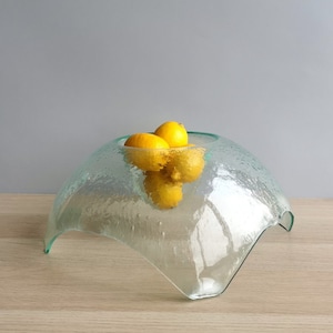 Modern Minimalist Fused Glass Fruit Bowl. Centerpiece Fruit Bowl. Minimalist Clear Glass Bowl. Fused Glass Bowl. Designer Fruit Bowl Sol XXL image 1