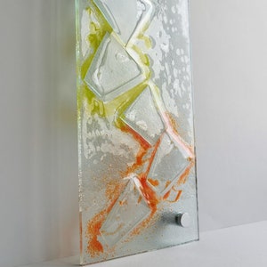 Artistic Fused Glass Wall Art Panel. Color Detailed Glass Wall Panel. Geometric Modern Glass Wall Art. Original Artistic Wall Art. Quadro 10