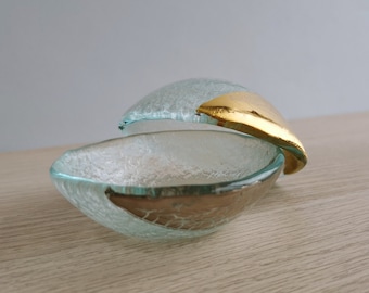 Fused Glass Sauce Bowls (Set of 2): Gold/Platinum Minimalist Tableware