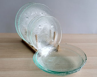Set of 2 Transparent Fused Glass Dessert / Main Course / Pasta Plates. Set of 2 Glass Plates. Fused Glass Plates. Artistic Glass Dinnerware