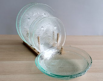 Fused Glass Plates Set of 2: Transparent Artistic Dinnerware