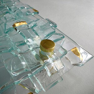 Fused Clear Glass Wall Art Panel With Gold. Detailed Glass Wall Panel ...